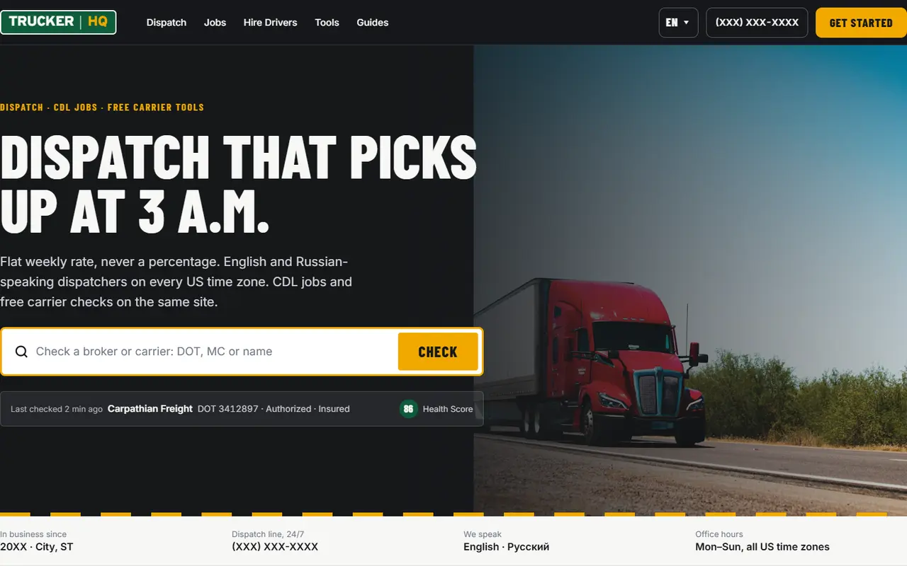 Dispatch, CDL jobs and free tools for US carriers